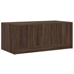 Berkfield Home Coffee Table with Glass Doors Brown Oak 102x50x42 cm - Size: 102 x 50 x 42 cm - thumbnail 8