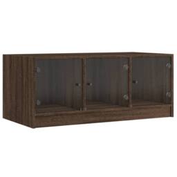 Berkfield Home Coffee Table with Glass Doors Brown Oak 102x50x42 cm - Size: 102 x 50 x 42 cm - thumbnail 1