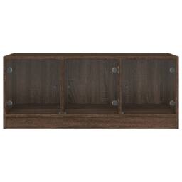 Berkfield Home Coffee Table with Glass Doors Brown Oak 102x50x42 cm - Size: 102 x 50 x 42 cm - thumbnail 6