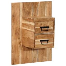 Berkfield Home Stable Bedside Cabinet 60x32x80 cm Solid Wood Acacia in Brown - Size: 60 x 32 x 80 cm - thumbnail 2