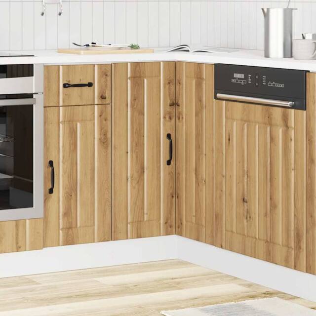 Berkfield Home Kitchen Corner Base Cabinet Lucca Artisan Oak Engineered Wood in Brown - image 1