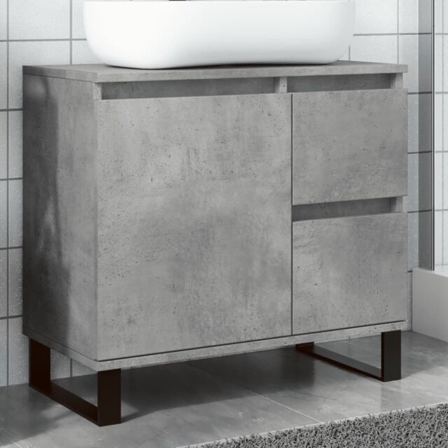 Berkfield Home Bathroom Sink Cabinet Concrete Grey 65x33x60 cm Engineered Wood - Size: 65 x 33 x 60 cm - image 1