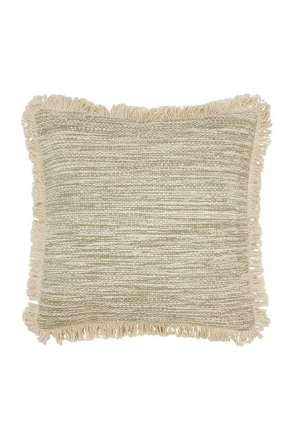 Furn Sienna Twill Woven Fringed Cushion in Natural - Size: 45 cm x 45 cm - image 1