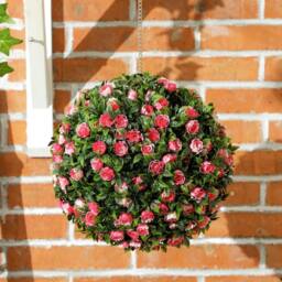 Wyld Haus Colana Set of 2 UV Resistant Artificial Rose Topiary Balls 28cm Pink - thumbnail 9