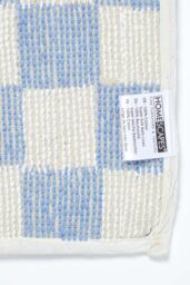 Homescapes Check 100% Cotton Non Slip Bath Mat in Blue - thumbnail 5