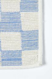 Homescapes Check 100% Cotton Non Slip Bath Mat in Blue - thumbnail 4