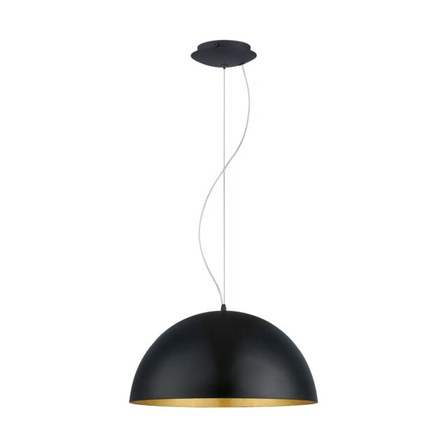Loops Pendant Ceiling Light Black Outer Colour Gold Inner Colour Shade Bulb E27 60W - image 1