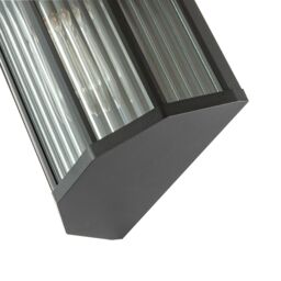 Happy Homewares Contemporary Outdoor Garden Half Lantern Wall Lamp with Clear Ribbed Glass in Black - thumbnail 5