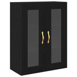 Berkfield Home Wall-Mounted Cabinet with Glass Doors Black Oak 69, 5x34x90 cm - Size: 5 x 34 x 90 cm - thumbnail 2