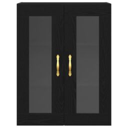 Berkfield Home Wall-Mounted Cabinet with Glass Doors Black Oak 69, 5x34x90 cm - Size: 5 x 34 x 90 cm - thumbnail 6