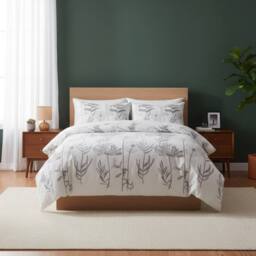 Snug City Dandelion Floral Botanical Bedding Duvet Cover & Pillowcase Set in White - Size: Single - thumbnail 1