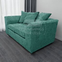 Furnishings For Less UK Monaco Chenille Fabric 2 Seater Sofa Scatter Back Curved Arm in Teal - thumbnail 3