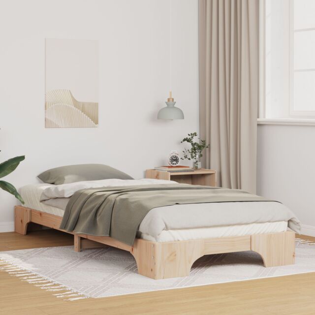 Berkfield Home Floor Bed Frame with Storage Brown 100 x 220 cm Wood - image 1
