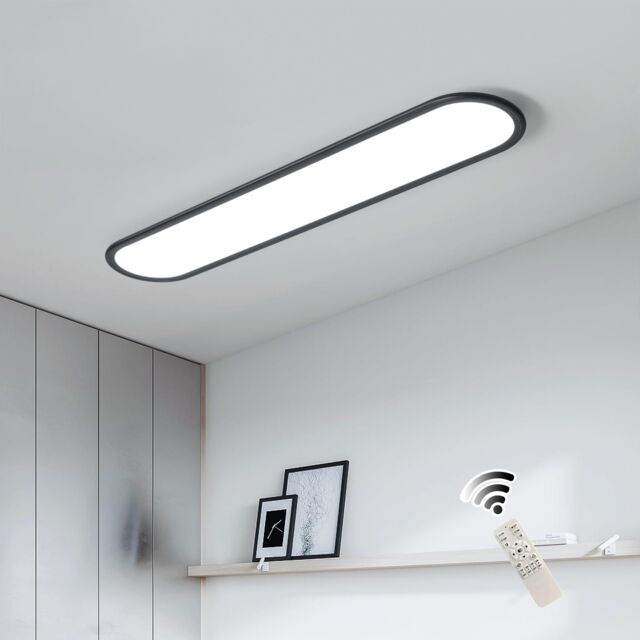 Garwarm Modern LED Ceiling Light, Full Spectrum Linear Ceiling Lamps for Office Living Room Bedroom Kitchen, Black/36W/70CM in Black - image 1