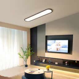 Garwarm Modern LED Ceiling Light, Full Spectrum Linear Ceiling Lamps for Office Living Room Bedroom Kitchen, Black/36W/70CM in Black - thumbnail 8