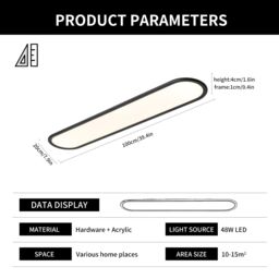 Garwarm Modern LED Ceiling Light, Full Spectrum Linear Ceiling Lamps for Office Living Room Bedroom Kitchen, Black/36W/70CM in Black - thumbnail 2