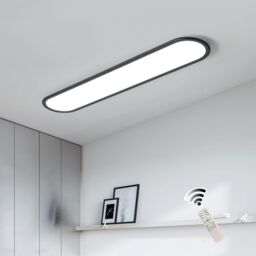 Garwarm Modern LED Ceiling Light, Full Spectrum Linear Ceiling Lamps for Office Living Room Bedroom Kitchen, Black/36W/70CM in Black - thumbnail 1