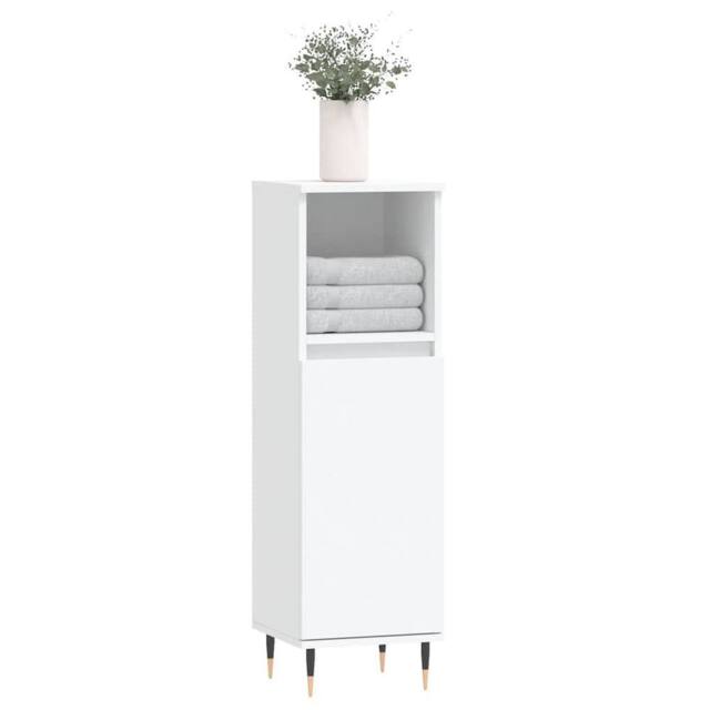 Berkfield Home Durable Bathroom Cabinet White 30x30x100 cm Engineered Wood - Size: 30 x 30 x 100 cm - image 1
