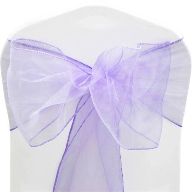 VOGREX Lavender 25pcs Organza Sashes Chair Cover Fuller Bow Ribbon - image 1