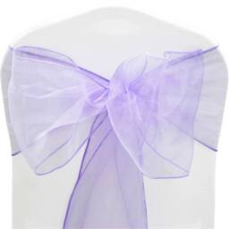 VOGREX Lavender 25pcs Organza Sashes Chair Cover Fuller Bow Ribbon - thumbnail 1