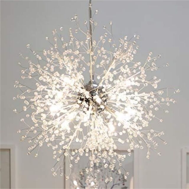 Garwarm Dandelion Chandelier Firework Lamp LED Crystal Pendant Lighting Ceiling Light in Metallic Silver - image 1