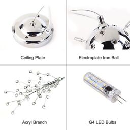 Garwarm Dandelion Chandelier Firework Lamp LED Crystal Pendant Lighting Ceiling Light in Metallic Silver - thumbnail 4