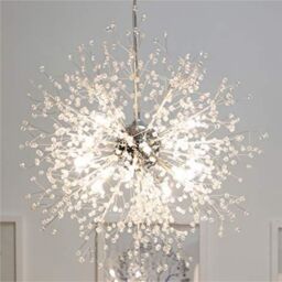 Garwarm Dandelion Chandelier Firework Lamp LED Crystal Pendant Lighting Ceiling Light in Metallic Silver - thumbnail 1