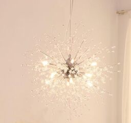 Garwarm Dandelion Chandelier Firework Lamp LED Crystal Pendant Lighting Ceiling Light in Metallic Silver - thumbnail 5