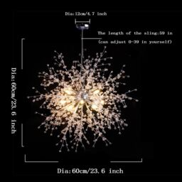 Garwarm Dandelion Chandelier Firework Lamp LED Crystal Pendant Lighting Ceiling Light in Metallic Silver - thumbnail 2
