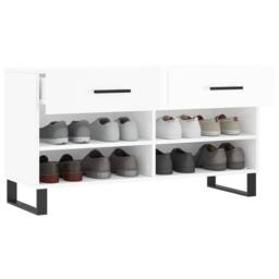 Berkfield Home Shoe Bench High Gloss White 102x35x55 cm Engineered Wood - Size: 102 x 35 x 55 cm - thumbnail 4