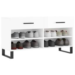 Berkfield Home Shoe Bench High Gloss White 102x35x55 cm Engineered Wood - Size: 102 x 35 x 55 cm