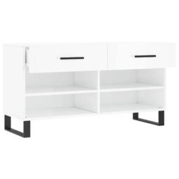 Berkfield Home Shoe Bench High Gloss White 102x35x55 cm Engineered Wood - Size: 102 x 35 x 55 cm - thumbnail 5