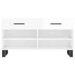 Berkfield Home Shoe Bench High Gloss White 102x35x55 cm Engineered Wood - Size: 102 x 35 x 55 cm - thumbnail 6