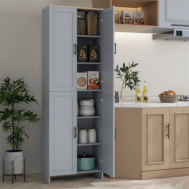 SPETLEK Grey Kitchen Cupboard Storage Cabinet with 6 Shelves for Home - image 1