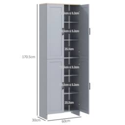 SPETLEK Grey Kitchen Cupboard Storage Cabinet with 6 Shelves for Home - thumbnail 2