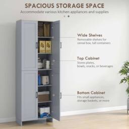 SPETLEK Grey Kitchen Cupboard Storage Cabinet with 6 Shelves for Home - thumbnail 6
