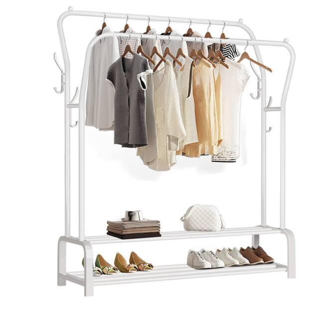 Dprodo Metal Garment Rack Freestanding Hanger in White - image 1