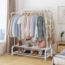 Dprodo Metal Garment Rack Freestanding Hanger in White - thumbnail 7