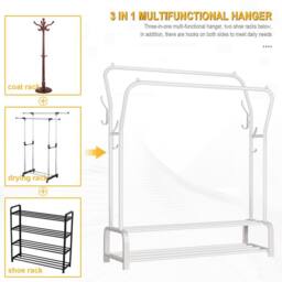 Dprodo Metal Garment Rack Freestanding Hanger in White - thumbnail 5