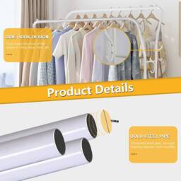 Dprodo Metal Garment Rack Freestanding Hanger in White - thumbnail 3