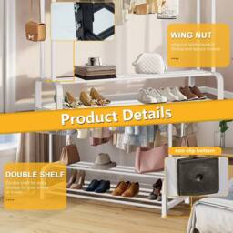 Dprodo Metal Garment Rack Freestanding Hanger in White - thumbnail 4