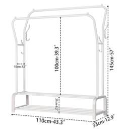 Dprodo Metal Garment Rack Freestanding Hanger in White - thumbnail 2