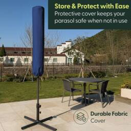 Keplin 3M Cantilever Garden Parasol with Cover - 6 Ribs 180GSM, UV Resistant in Navy - thumbnail 9