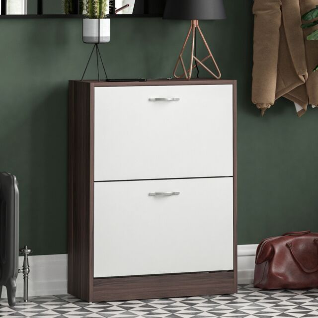 Home Discount Vida Designs 2 Drawer Shoe Cabinet Organizer Storage in White - image 1