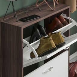 Home Discount Vida Designs 2 Drawer Shoe Cabinet Organizer Storage in White - thumbnail 4
