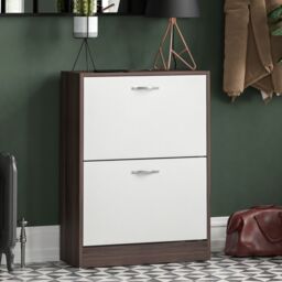 Home Discount Vida Designs 2 Drawer Shoe Cabinet Organizer Storage in White - thumbnail 1