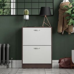 Home Discount Vida Designs 2 Drawer Shoe Cabinet Organizer Storage in White - thumbnail 3