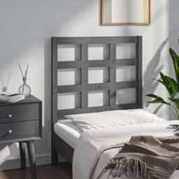 Berkfield Home Beautiful Bed Headboard Grey 80.5x4x100 cm Solid Wood Pine - thumbnail 4