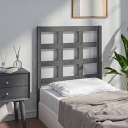 Berkfield Home Beautiful Bed Headboard Grey 80.5x4x100 cm Solid Wood Pine - thumbnail 2