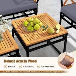 Gymax 7PCS Sectional Garden Sofa Conversation Set With Coffee Tables Cushion in Brown - thumbnail 4